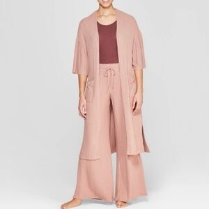 Stars Above Women's Mauve Open Front Short Bell Sleeve Wide Rib Robe - NWT